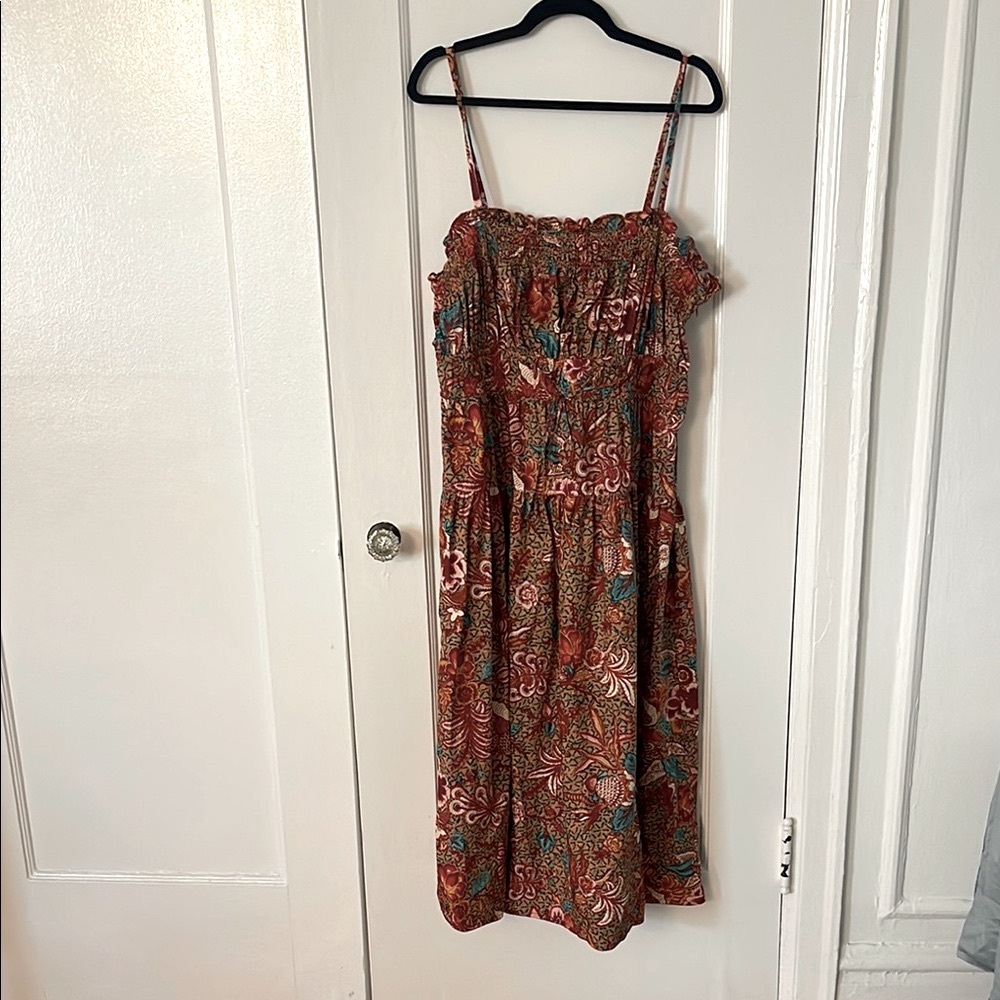 Ulla Johnson Lisbet Brown Midi Sundress with Spaghetti Straps - Picture 7 of 12